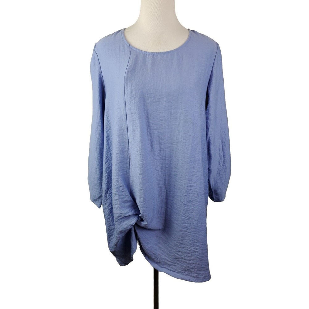 ET’LOIS Tunic Top Medium Lagenlook Gathered Ruched Periwinkle Bohemian‎ Artsy
